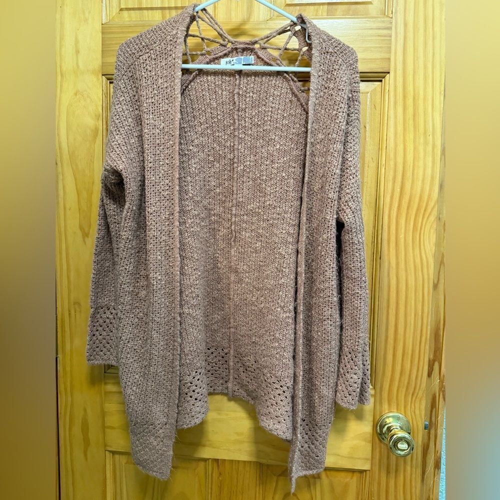 Jolt size M blush color blocks of open knit cardigan
